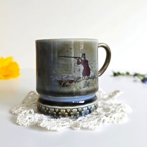 1960s Vintage Irish Porcelain Hunting Scene Mug Blue Interior Ireland